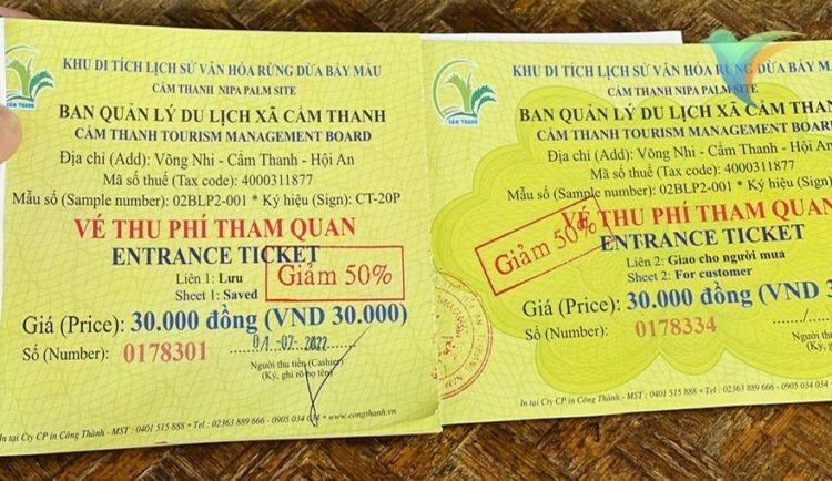 giá vé tham quan Rừng Dừa Bảy Mẫu
